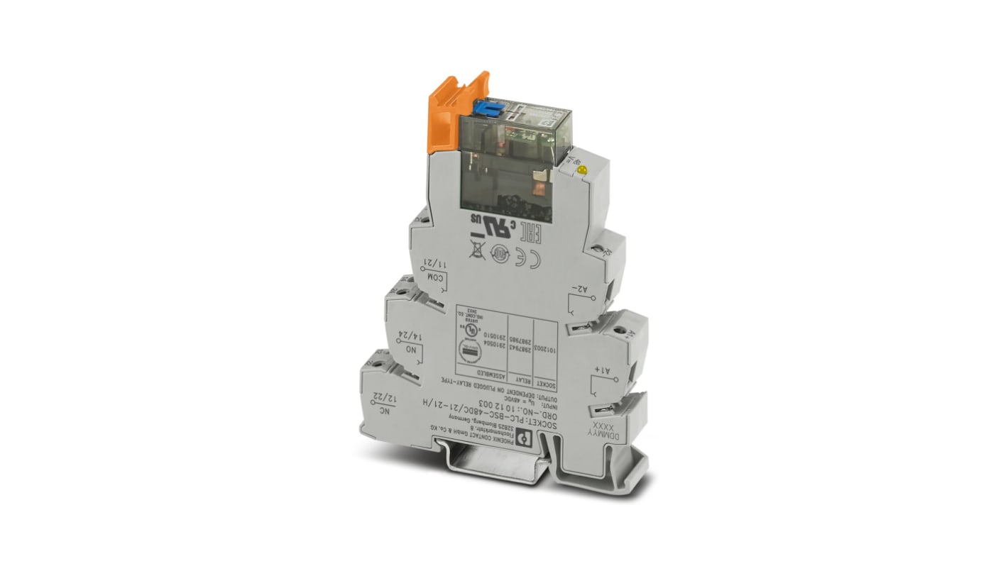 Módulo de relé Phoenix Contact, DPDT, 48V dc, 10mA, para carril DIN