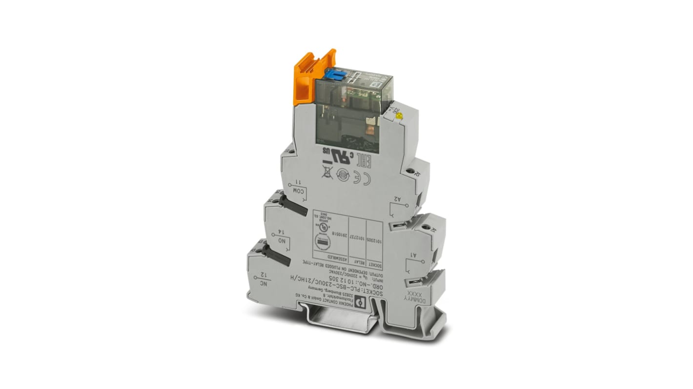 Phoenix Contact Relay Module, DIN Rail Mount, 230/220V ac/dc Coil, SPDT, 10mA Load