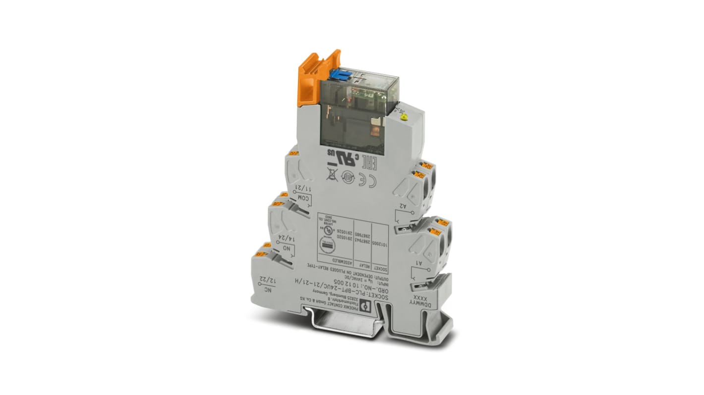 Phoenix Contact Relay Module, DIN Rail Mount, 24V dc Coil, DPDT, 10mA Load