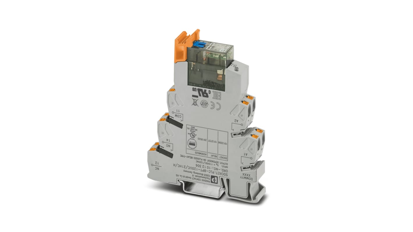 Phoenix Contact Relay Module, DIN Rail Mount, 120/110V ac/dc Coil, SPDT, 10mA Load
