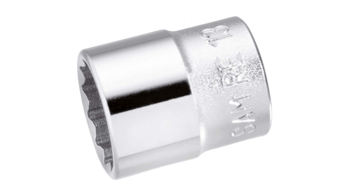 SAM 1/4 in Drive 12mm Standard Socket, 12 point, 25 mm Overall Length