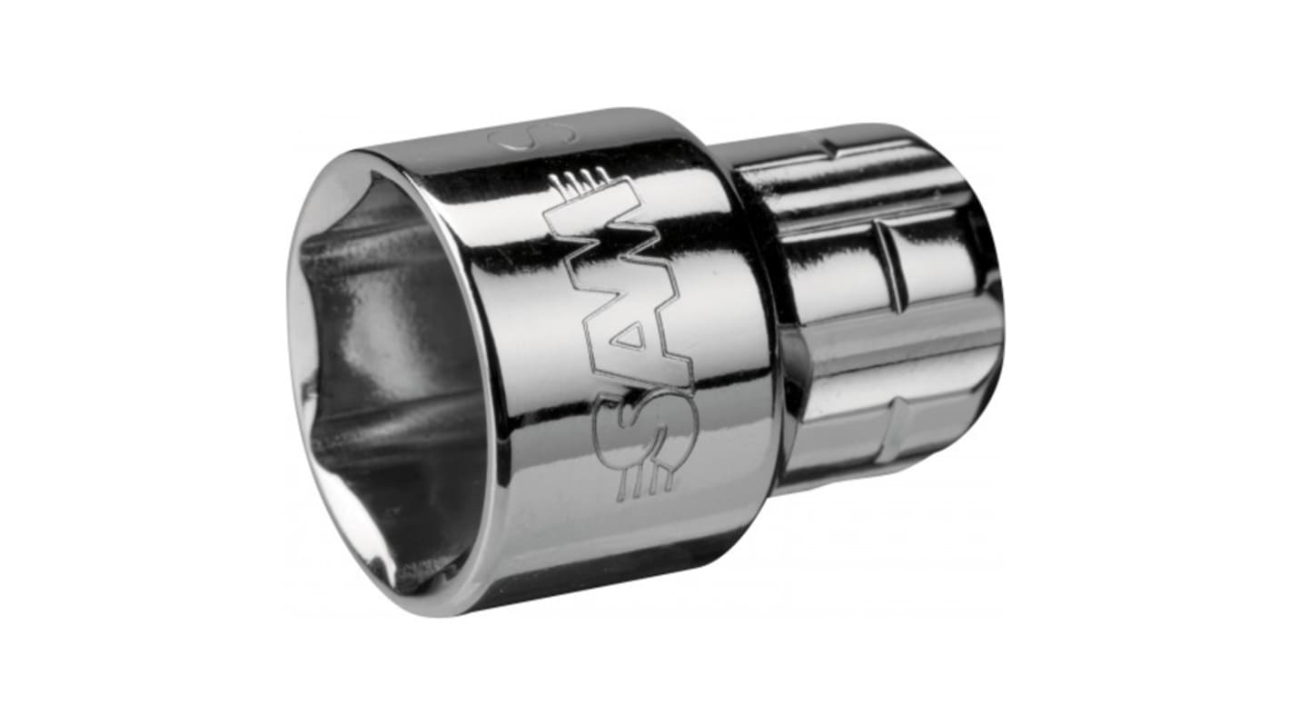 SAM 1/2 in Drive 19mm Pass Through Socket, 6 point, 18.92 mm Overall Length