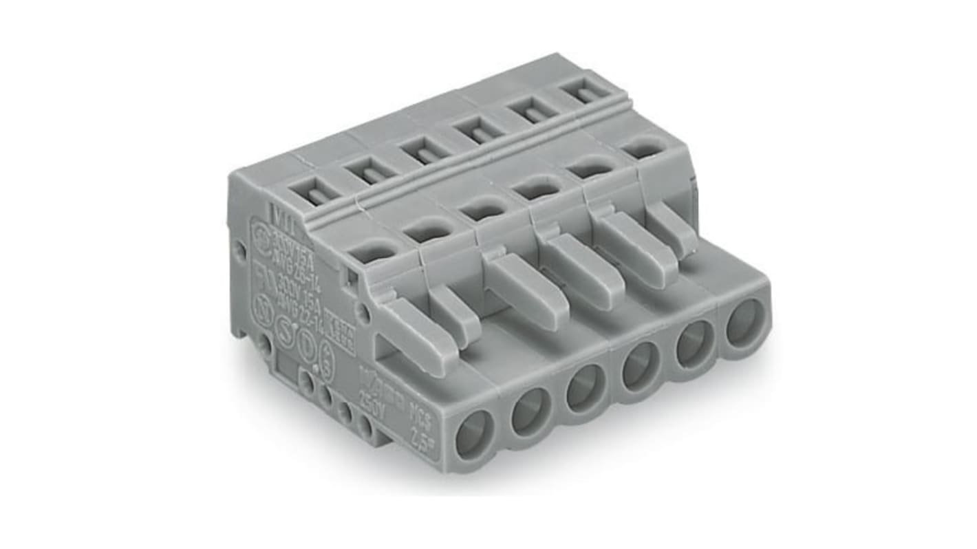 Terminale per circuito stampato Wago Femmina a 8 vie, 1 fila, passo 5mm, Montaggio su cavo