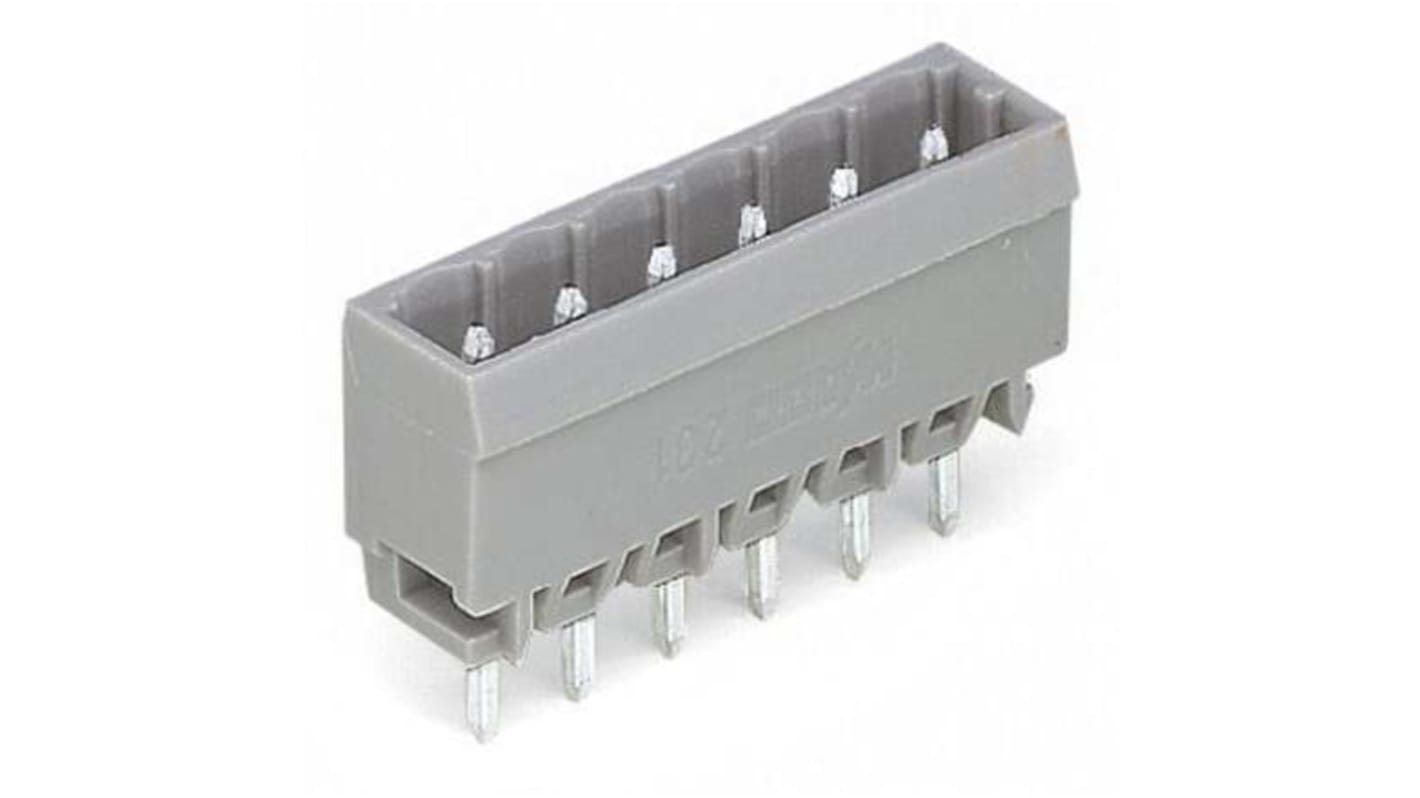 Wago 231 Series Series Straight PCB Header, 6 Contact(s), 5mm Pitch, 1 Row(s)