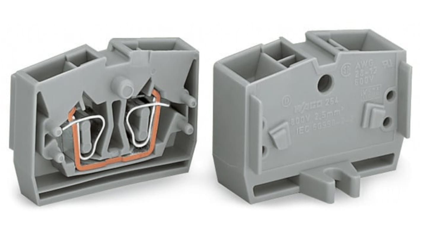 Wago 264 Series Terminal Block, 2-Way, 24A, 28 → 12 AWG Wire, Cage Clamp Termination