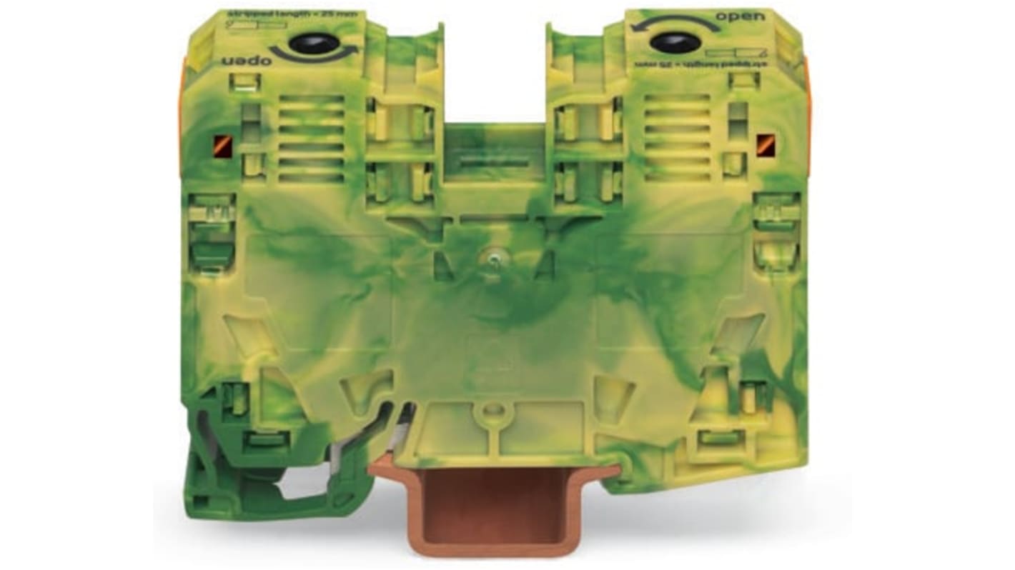 Wago 285 Series Green/Yellow Earth Terminal Block, 35mm², Single-Level, Power Cage Clamp Termination, ATEX