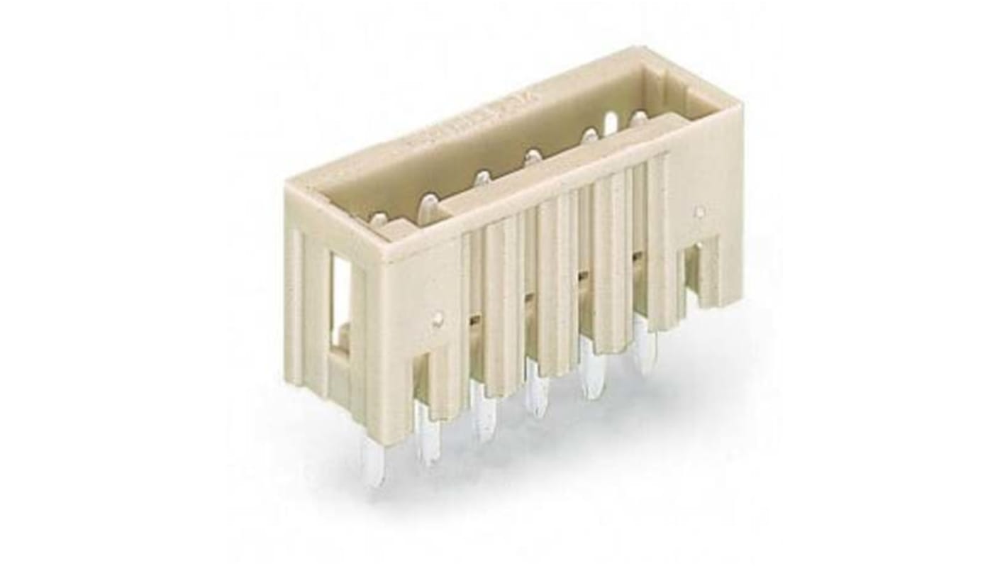 Wago 734 Series Series Straight PCB Header, 6 Contact(s), 3.5mm Pitch, 1 Row(s)