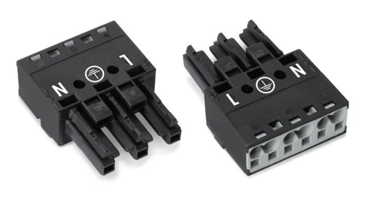 Conector de iluminación Hembra 770, 3 Polos, Montaje de Cable, 250 V, 25A