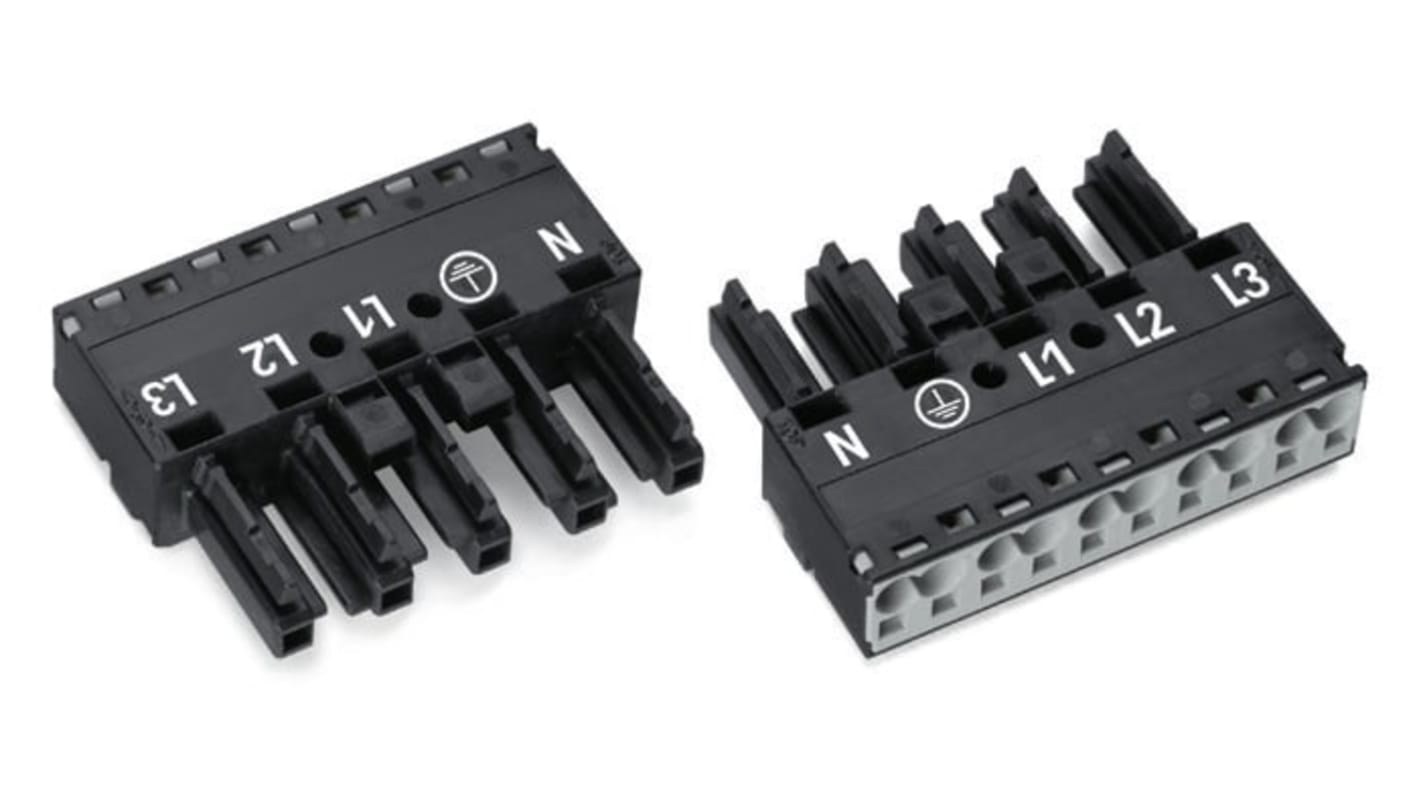 Wago 770 Series Lighting Connector, 5-Pole, Female, 5-Way, Cable Mount, 25A