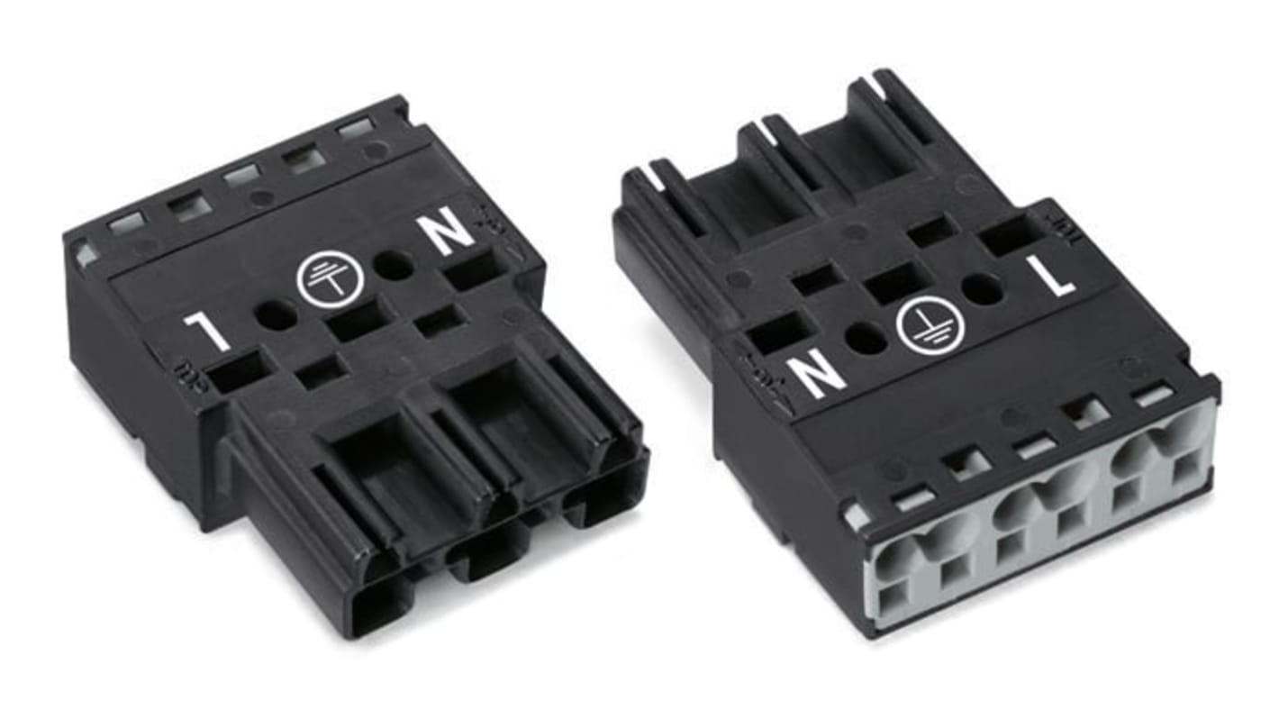 Wago 770 Series Lighting Connector, 3-Pole, Male, 3-Way, Cable Mount, 25A