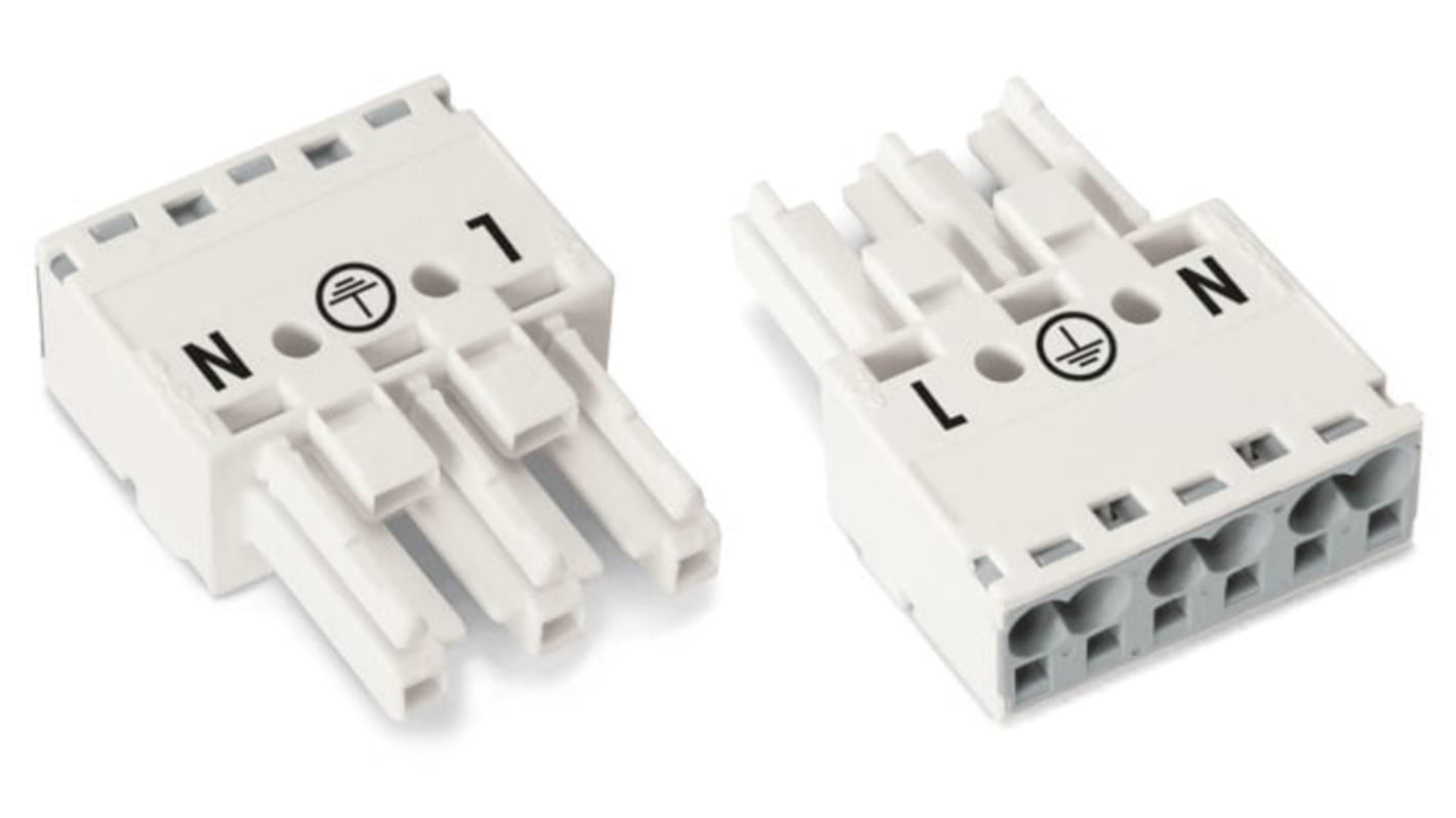 Wago 770 Series Lighting Connector, 3-Pole, Female, 3-Way, Cable Mount, 25A