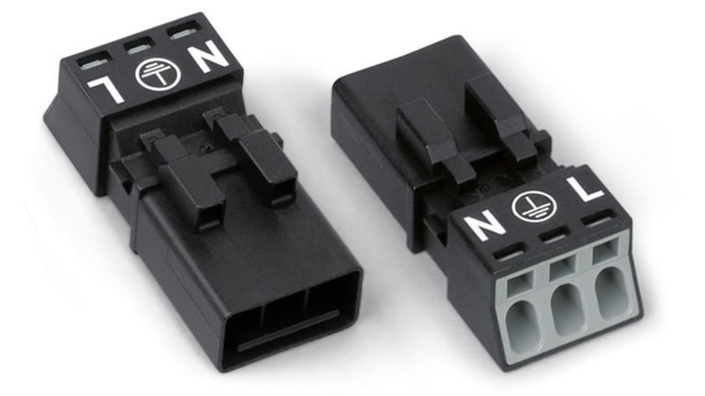 Conector de iluminación Macho 890, 3 Polos, Montaje enrasado, 250 V, 16A