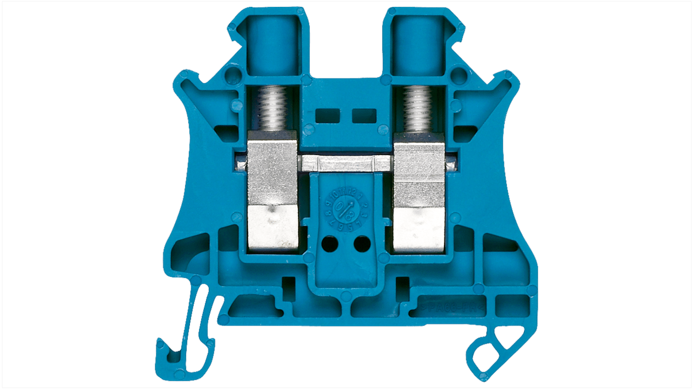 Bloc de jonction rail DIN Siemens 8WH, 6mm², A visser, Bleu