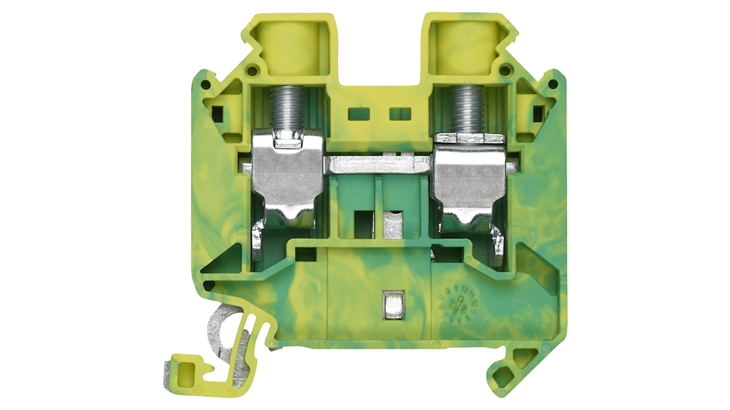 Bloc de jonction rail DIN Siemens 8WH, 16mm², A visser, Vert, Jaune