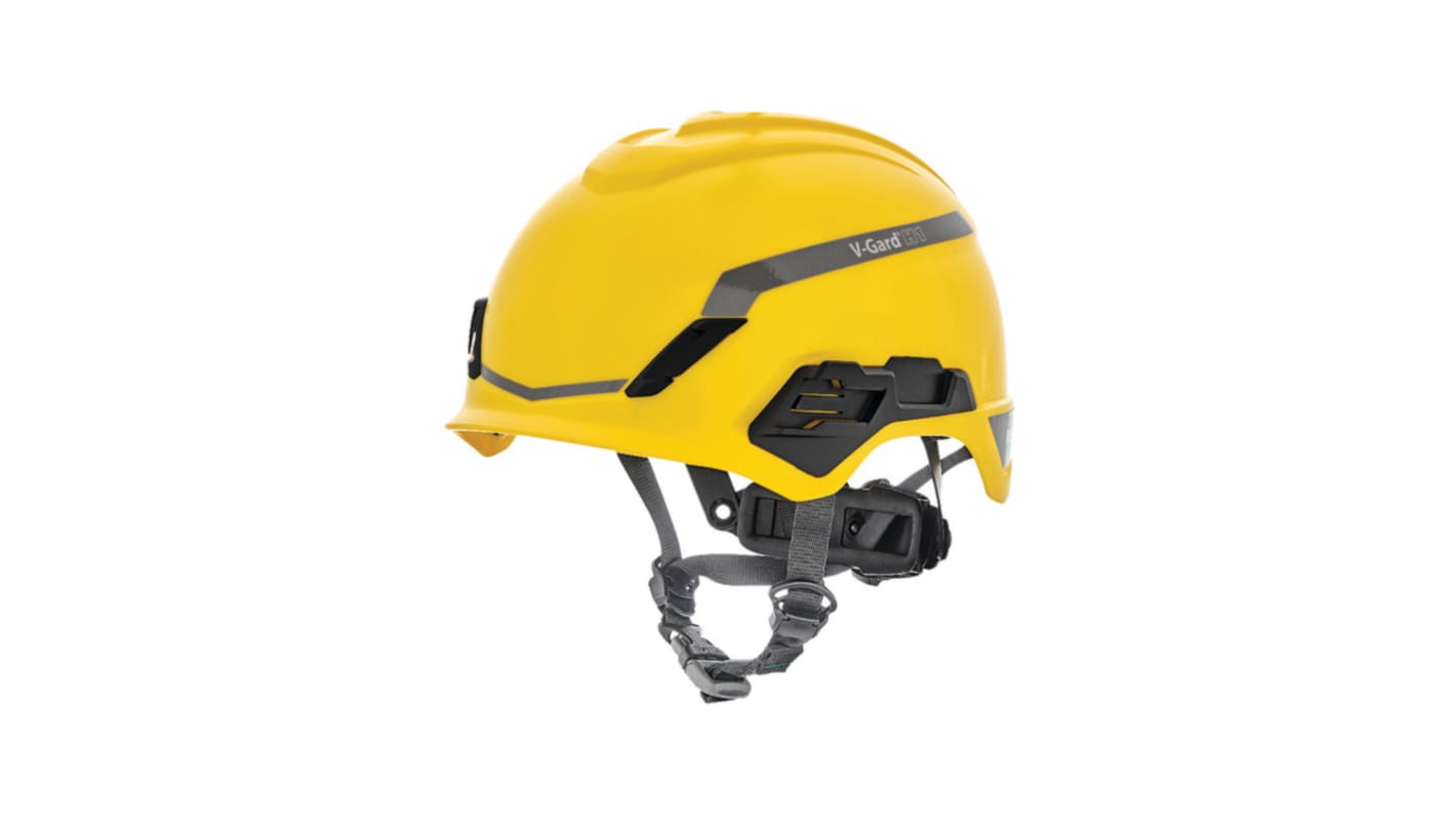 MSA Safety V-Gard H1 Schutzhelm , mit Kinnriemen , verstellbar , HPPE Schwarz, Gelb