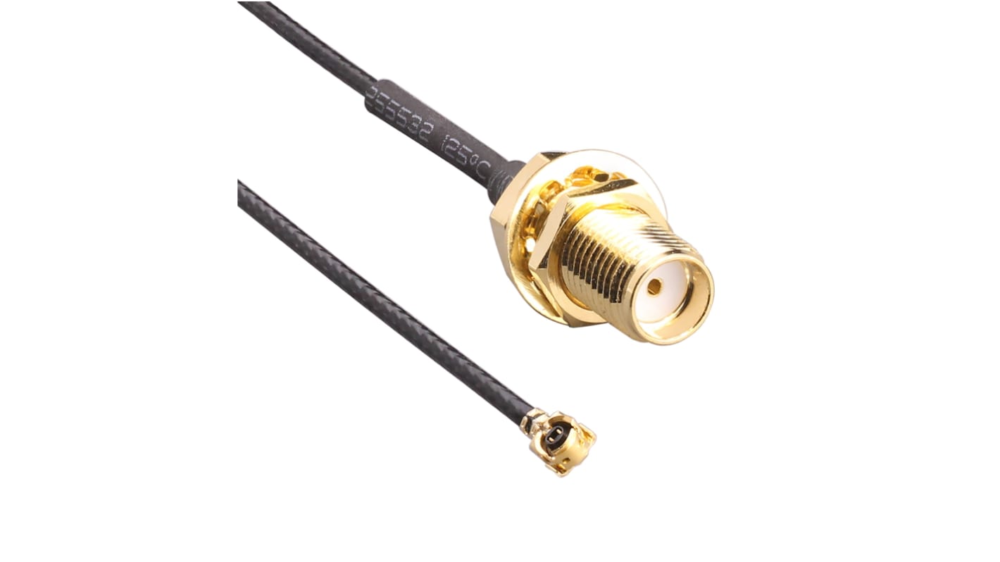 Cable coaxial UFL TE Connectivity, 50 Ω, con. A: U.FL, Hembra, con. B: SMA, Macho, long. 200mm Negro