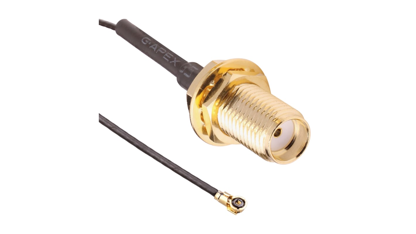 TE Connectivity Female MHF4 to Male SMA Coaxial Cable, 100mm, UFL Coaxial, Terminated