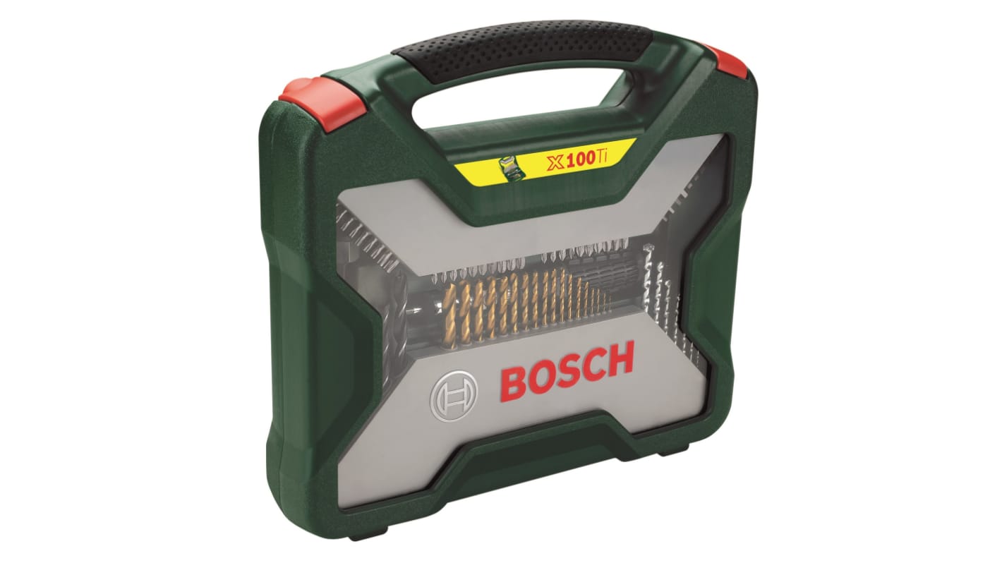 Bosch 100-Piece Masonry Drill Bit, Metal Drill Bit, Wood Drill Bit Set for Multi-Material, 32mm Max, 1mm Min, Metal Bits