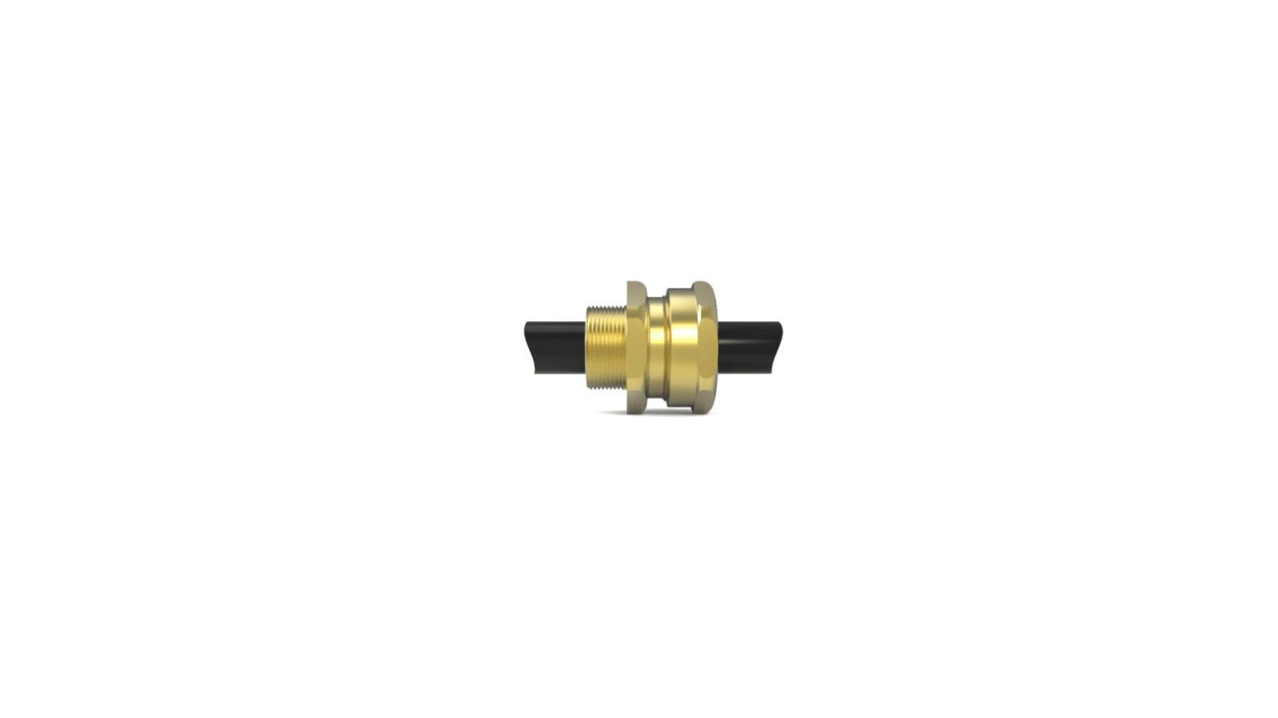 Hawke 501/421 Series Brass Brass Cable Gland, M20 Thread, 10mm Min, 14.3mm Max, IP66, IP67, IP68