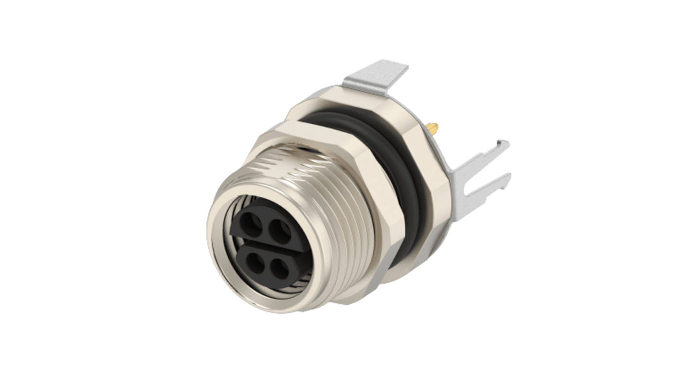 TE Connectivity Circular Connector, 4 Contacts, Rear Mount, M8 Connector, Socket, Female, IP67, T4040110044 Series