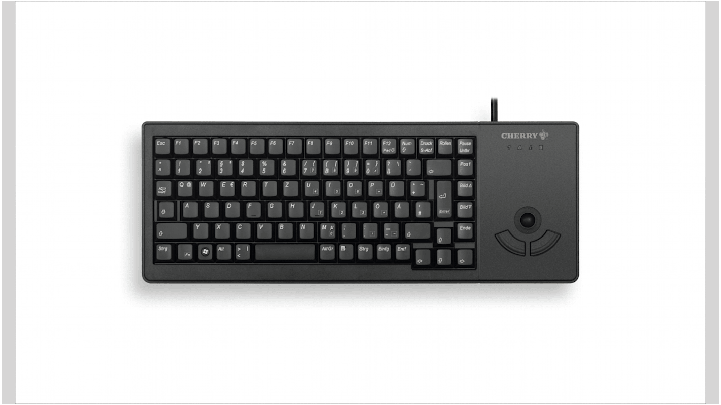 Cherry G84 Wired USB Compact Trackball Keyboard, QWERTY (Italy), Black