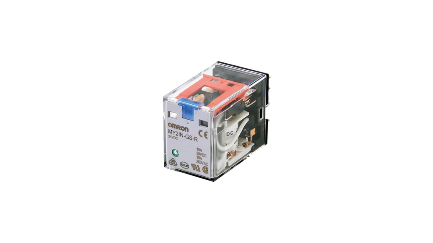 MY4IN-GS-R DC24 | Omron Plug In Latching Power Relay, 24V dc Coil, 6A ...