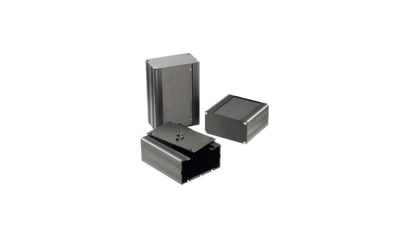 Nu-Tech Engineering Black Aluminium General Purpose Enclosure, Flanged, Black Lid, 100 x 60.5 x 105mm