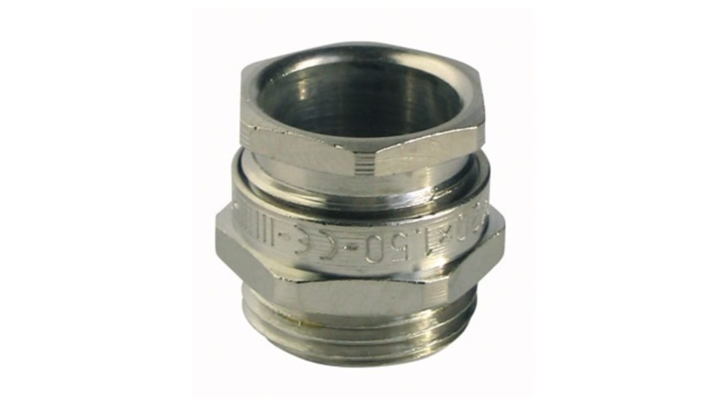 Capri ISOCAP Series Silver Nickel Plated Brass Cable Gland, M12 Thread, 3mm Min, 6mm Max, IP66