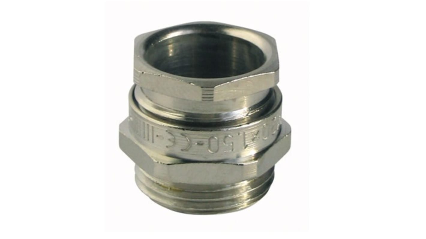 Capri ISOCAP Series Silver Nickel Plated Brass Cable Gland, M16 Thread, 6.5mm Min, 10.5mm Max, IP66