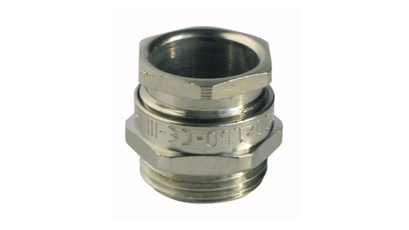 Capri ISOCAP Series Silver Nickel Plated Brass Cable Gland, M20 Thread, 8.5mm Min, 13.5mm Max, IP66