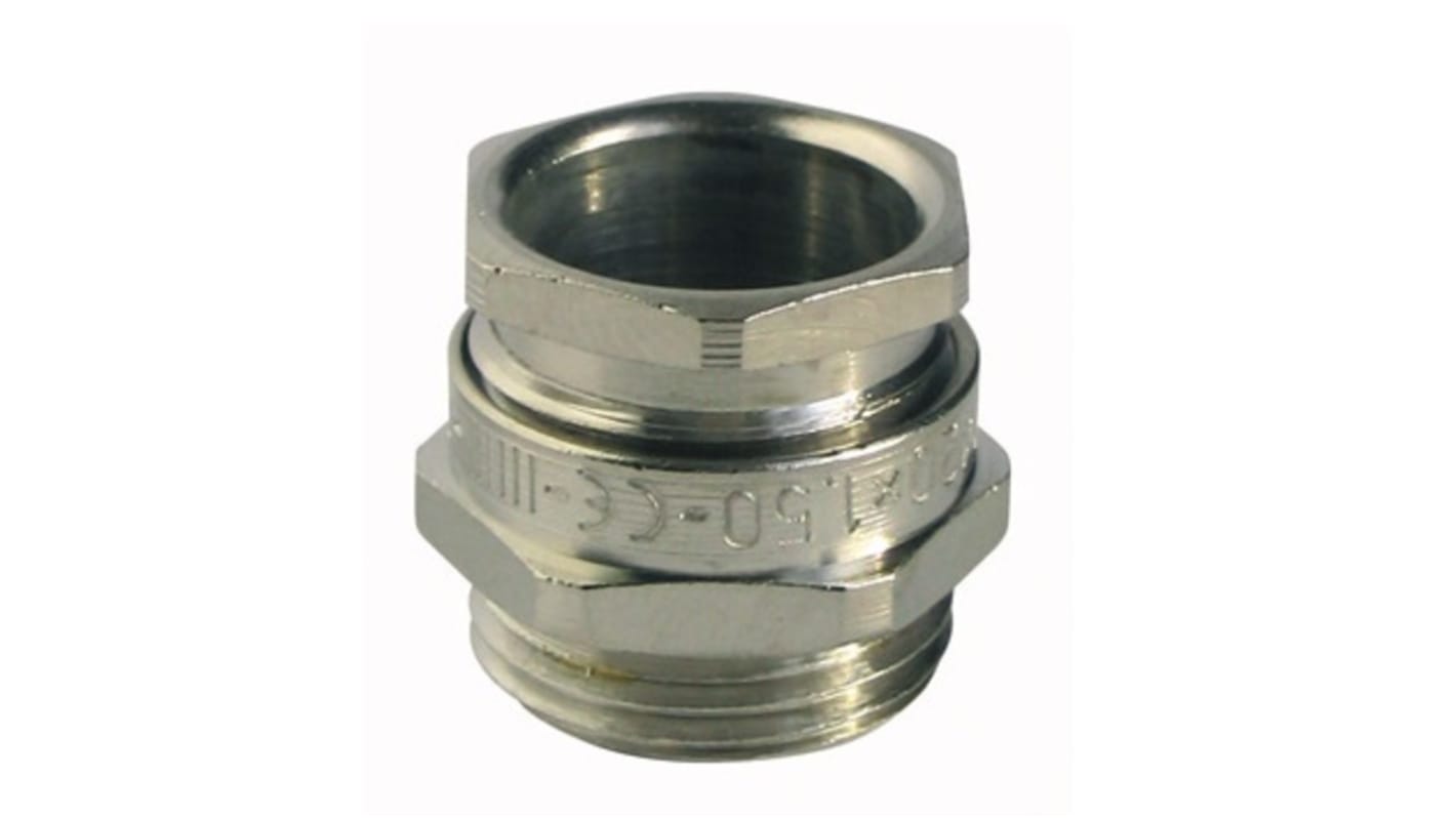 Capri ISOCAP Series Silver Nickel Plated Brass Cable Gland, M20 Thread, 10mm Min, 15mm Max, IP66