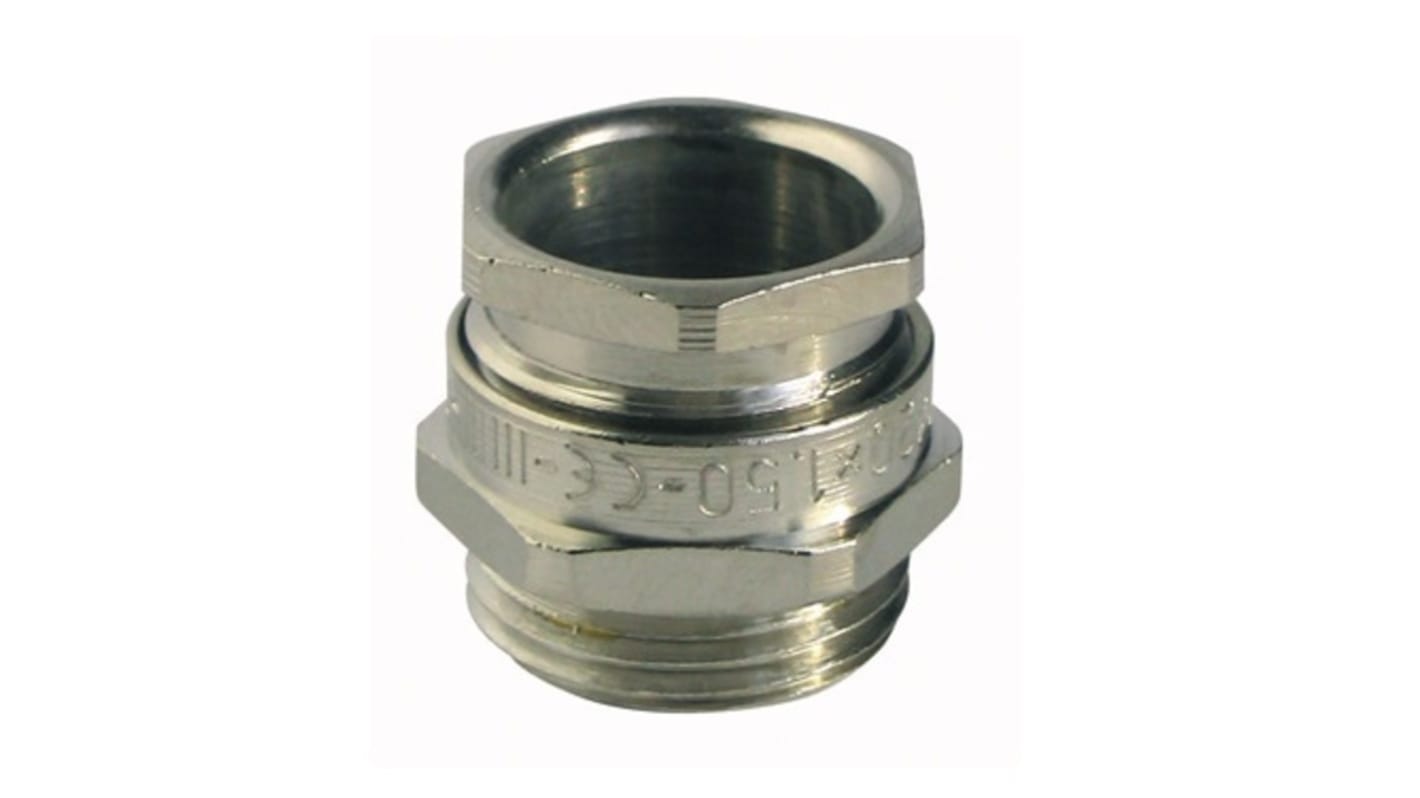 Capri ISOCAP Series Silver Nickel Plated Brass Cable Gland, M32 Thread, 17mm Min, 25mm Max, IP66