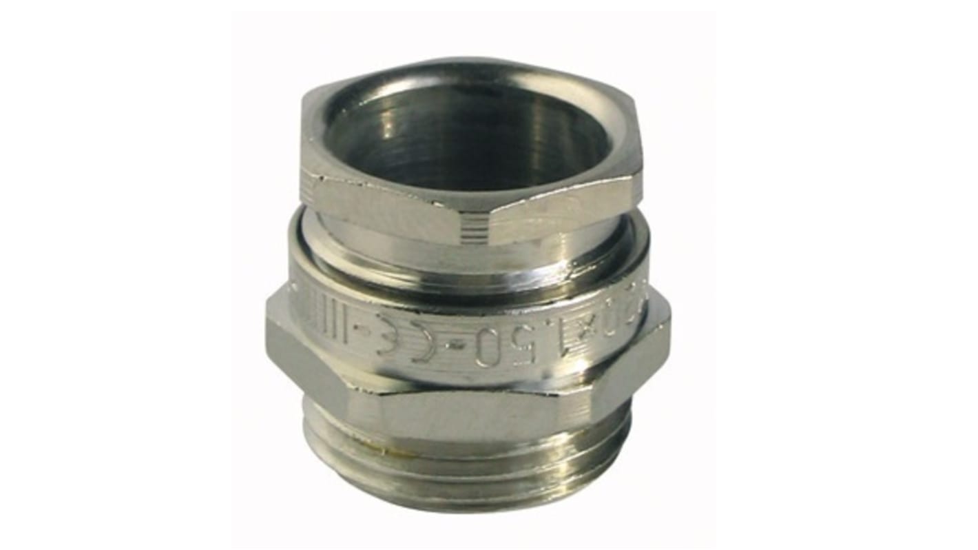 Capri ISOCAP Series Silver Nickel Plated Brass Cable Gland, M40 Thread, 23mm Min, 32mm Max, IP66