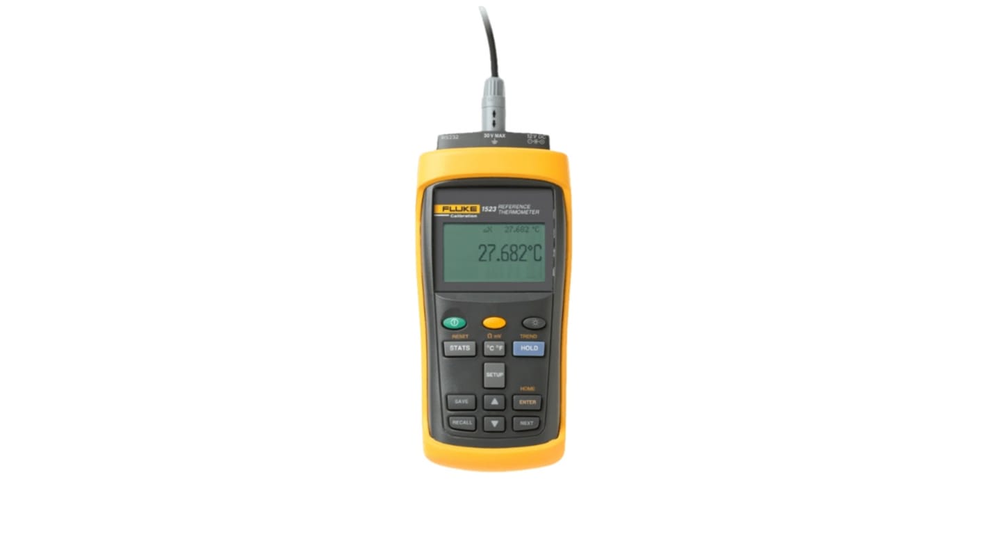 Fluke calibration 1523 Handheld Digital Thermometer for Industrial Use, E, J, K, N, R, S, T Probe, 1 Input(s), +60°C