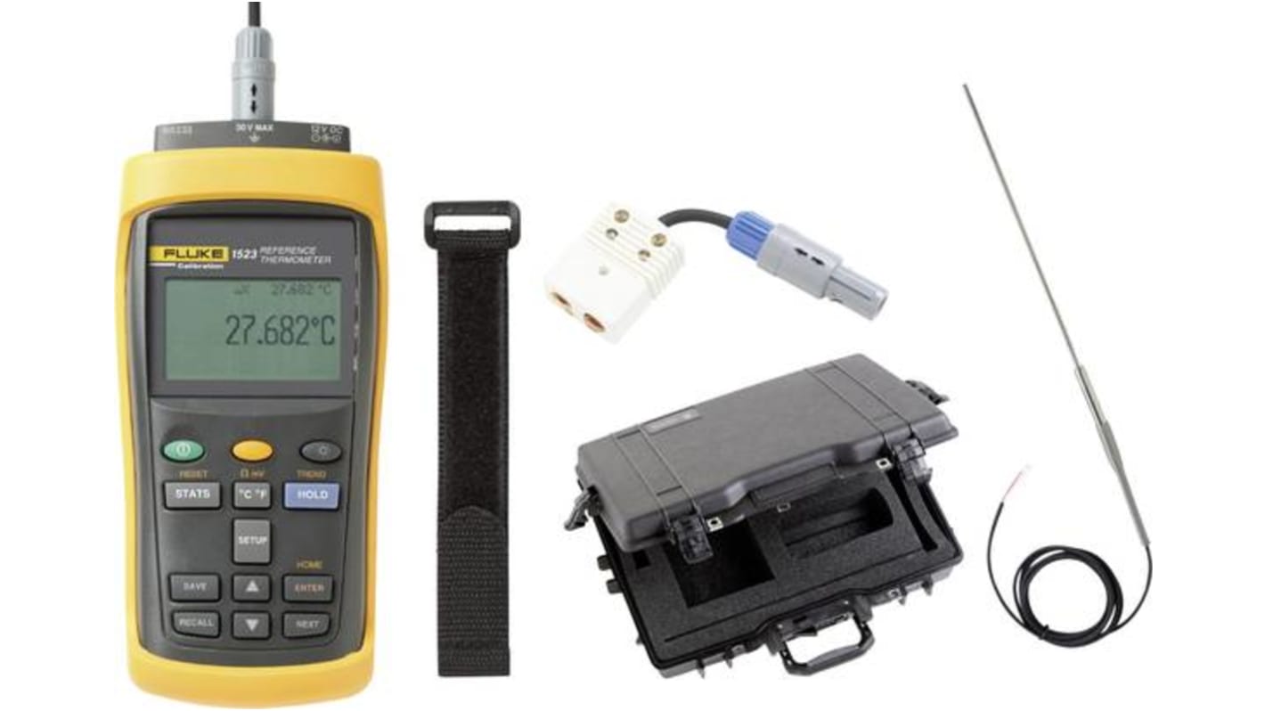 Fluke calibration 1523 Handheld Digital Thermometer for Industrial Use, E, J, K, N, R, S, T Probe, 1 Input(s), +60°C