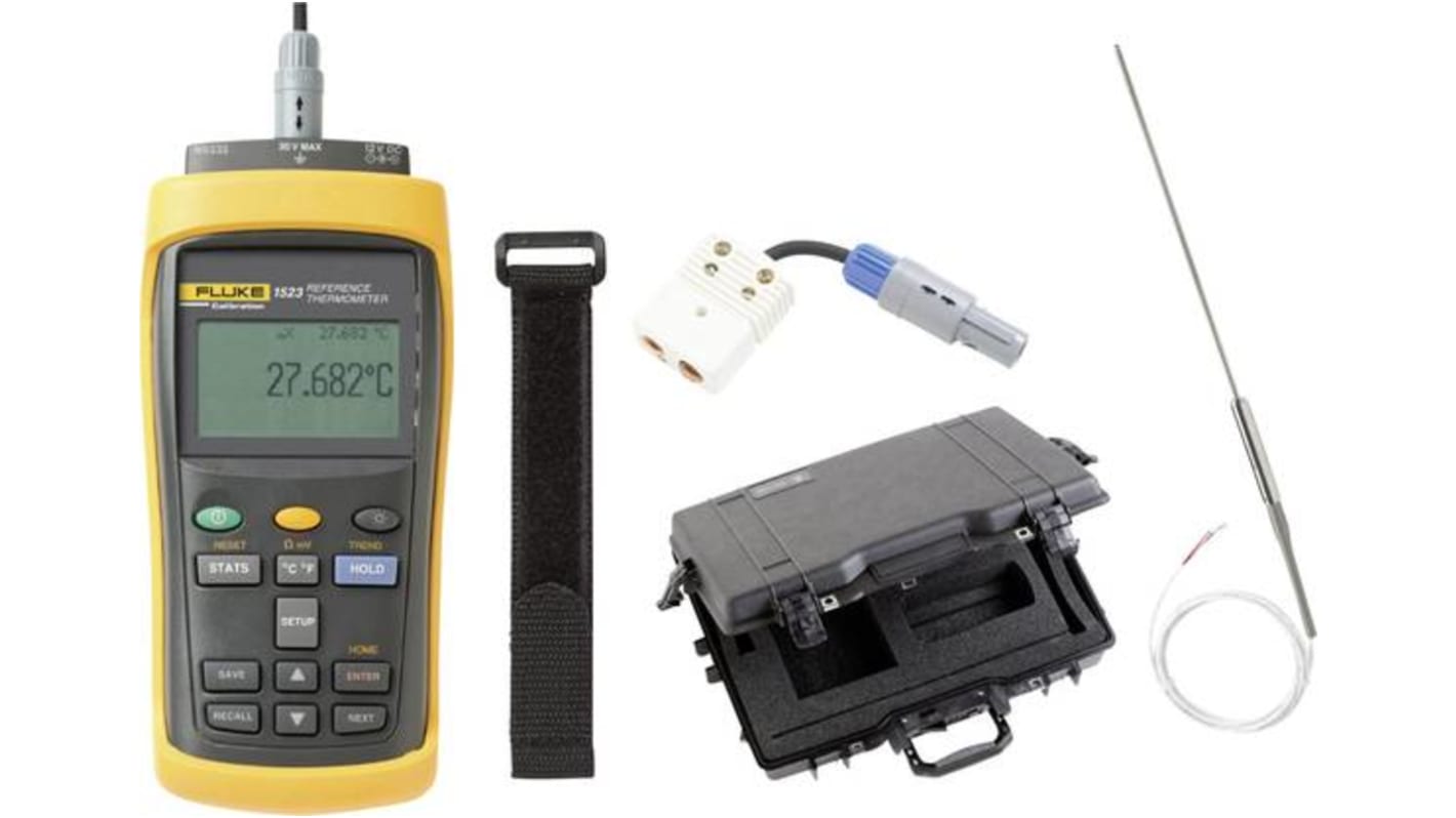 Fluke calibration 1523 Handheld Digital Thermometer for Industrial Use, E, J, K, N, R, S, T Probe, 1 Input(s), +60°C
