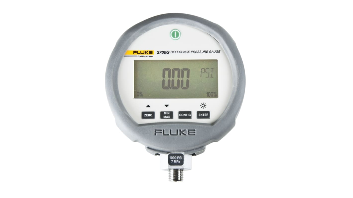 Fluke 1/4 NPT Digital Pressure Gauge 15psi Bottom Entry, 2700G-BG100K, -15psi min.