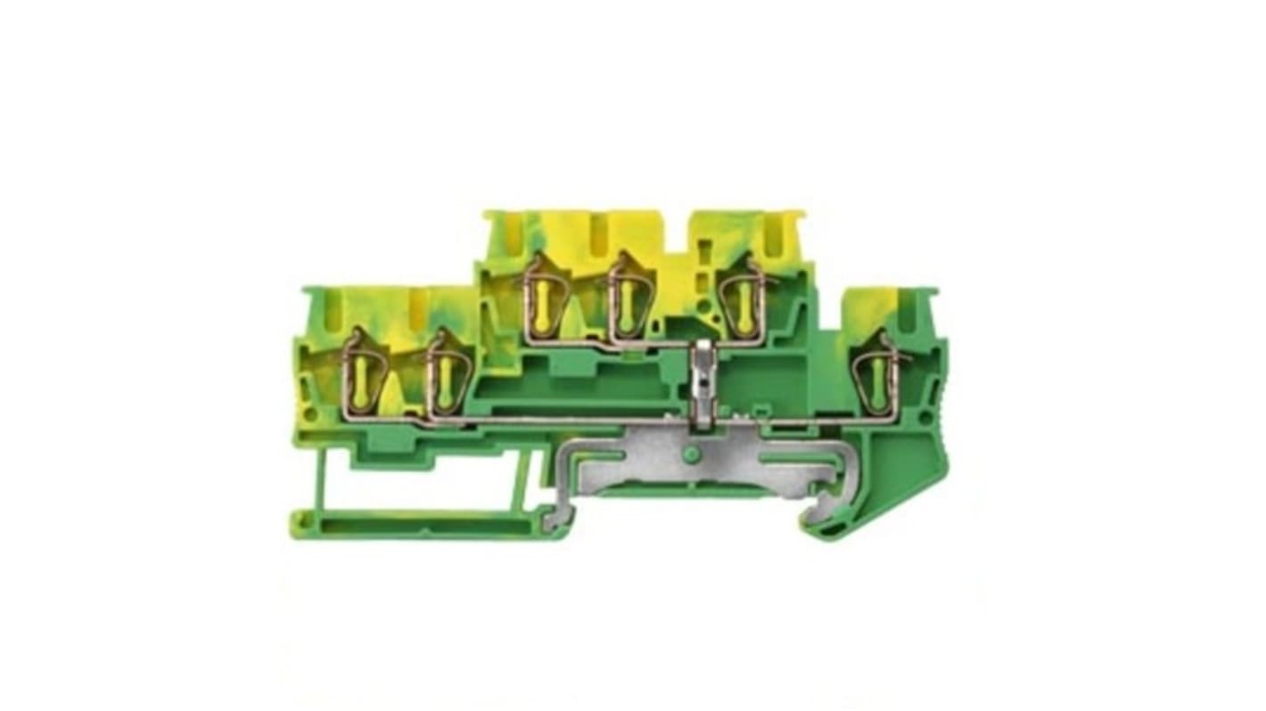 Siemens 8WH Series Green, Yellow Din Rail Terminal, 2.5mm², 2-Level, Spring Termination, CSA