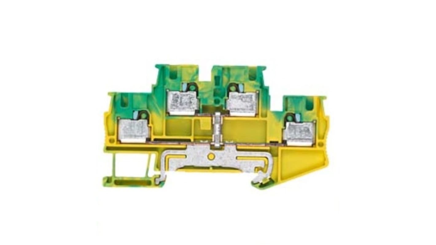 Siemens 8WH Series Green, Yellow Din Rail Terminal, 4mm², 2-Level, Plug-In Termination, CSA