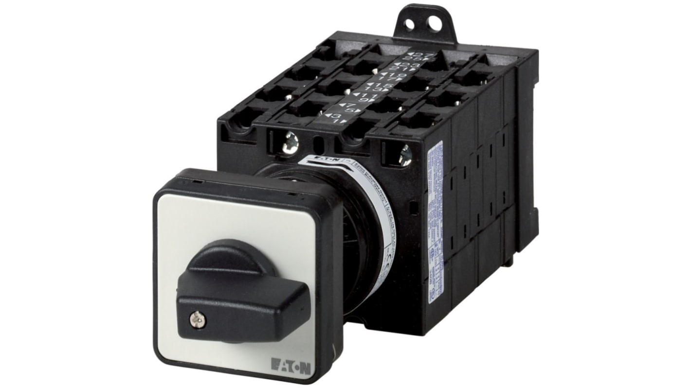 Eaton, 14P 3 Position 60° Changeover Cam Switch, 690V (Volts), 32A, Short Thumb Grip Actuator