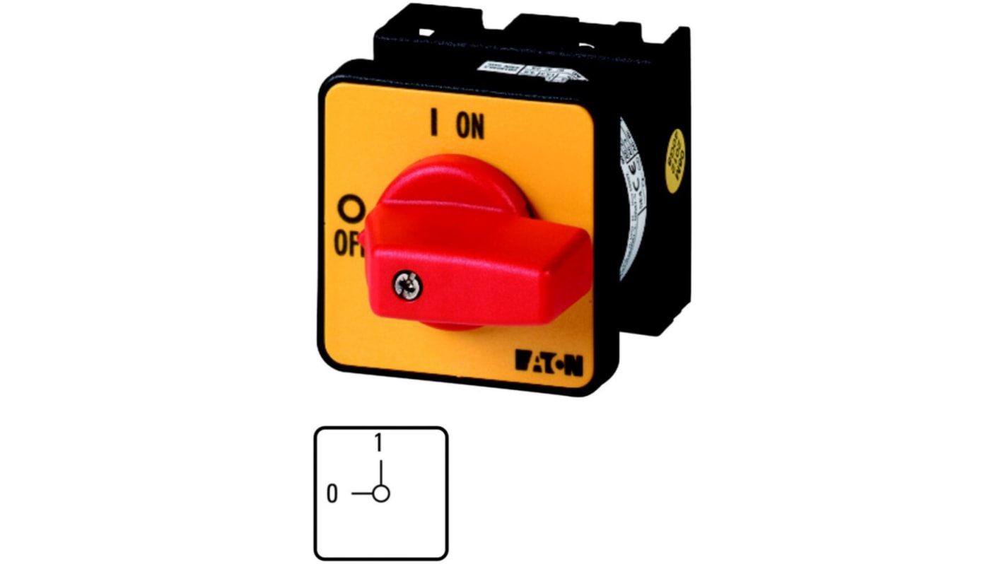 Eaton, 1P 2 Position 90° On-Off Cam Switch, 690V (Volts), 20A, Short Thumb Grip Actuator