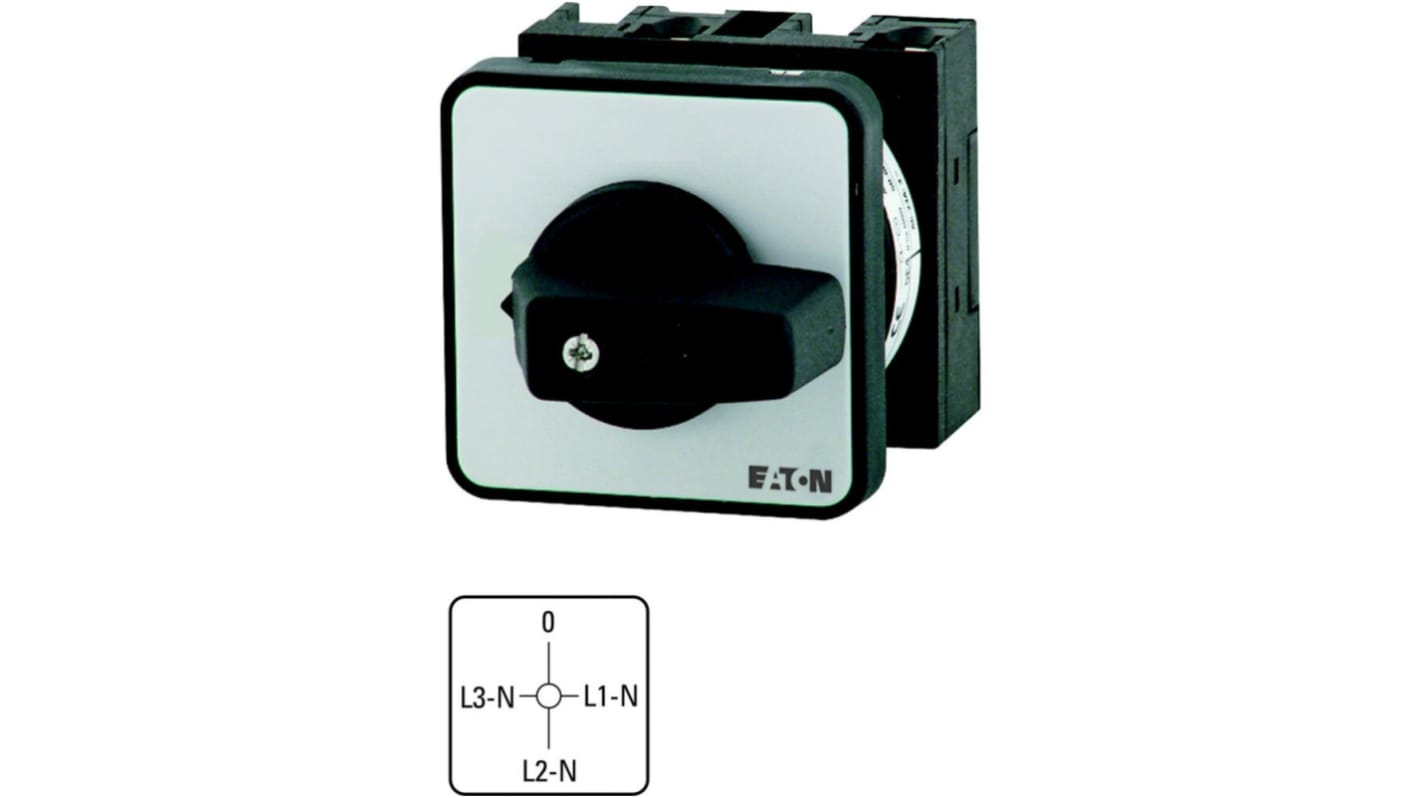 Eaton, 2P 4 Position 90° Voltmeter Cam Switch, 690V (Volts), 20A, Knob Actuator