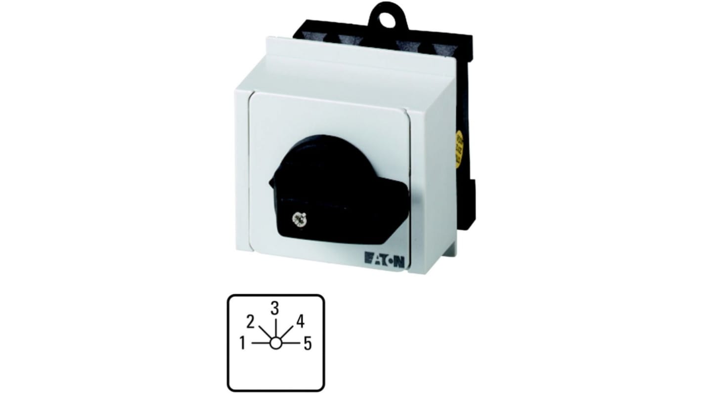 Eaton, 1P 5 Position 45° Multi Step Cam Switch, 690V (Volts), 20A, Toggle Actuator