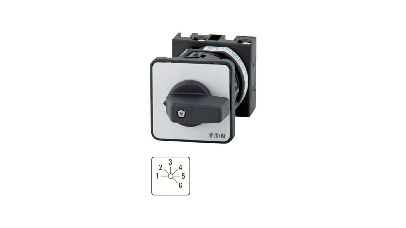 Eaton, 1P 6 Position 45° On-Off Cam Switch, 690V (Volts), 20A, Toggle Actuator