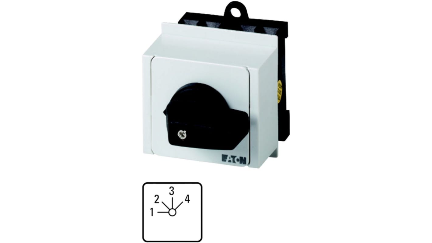 Eaton, 2P 4 Position 45° Multi Step Cam Switch, 690V (Volts), 20A, Short Thumb Grip Actuator