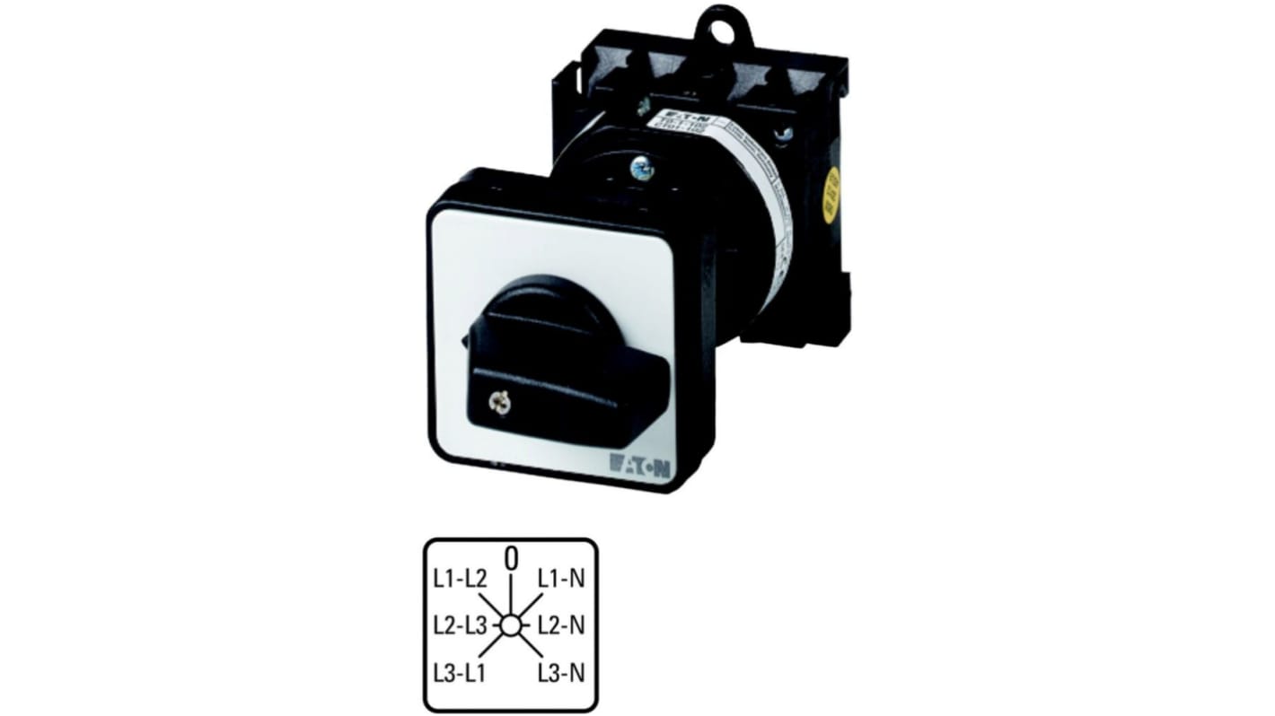 Eaton, 3P 6 Position 45° On-Off Cam Switch, 690V (Volts), 10A, Knob Actuator