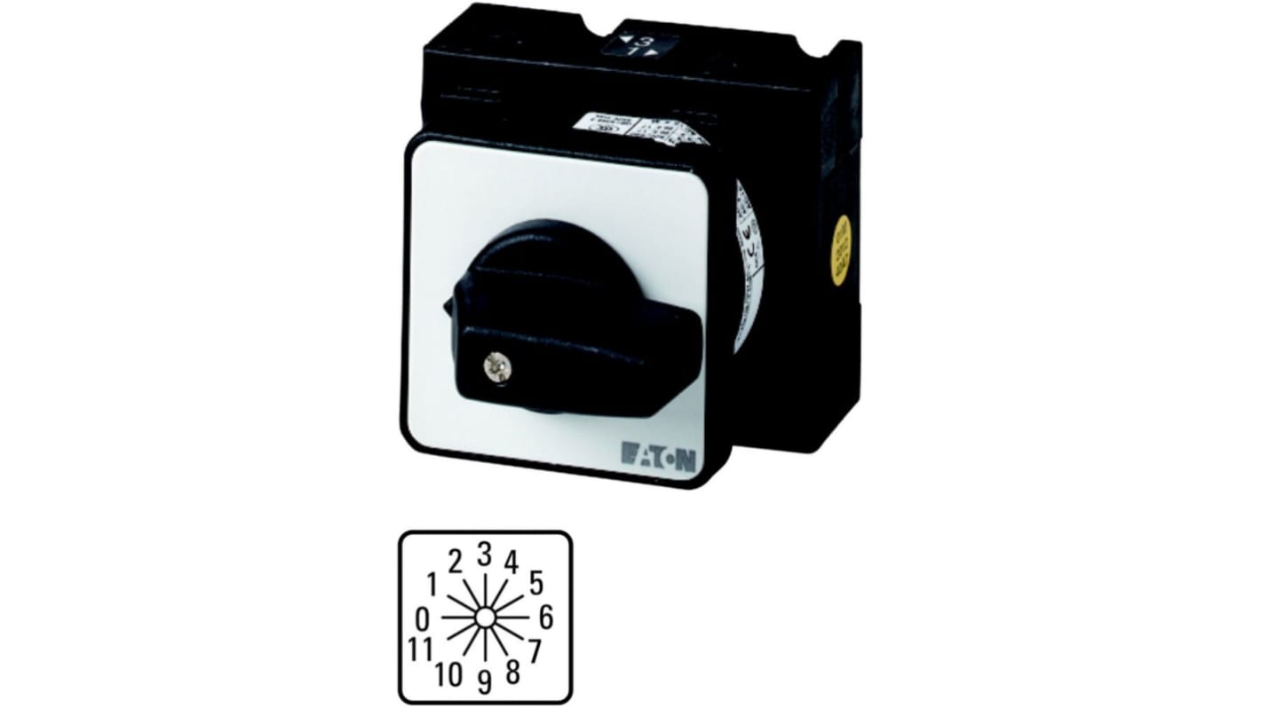 Eaton, 1P 6 Position 45° Multi Step Cam Switch, 690V (Volts), 32A, Short Thumb Grip Actuator