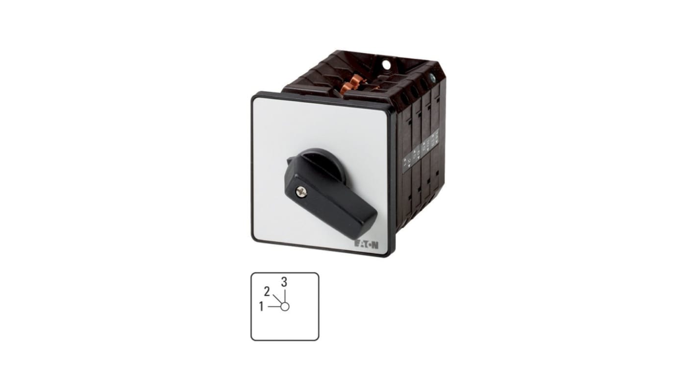 Eaton, 1P 3 Position 45° Multi Step Cam Switch, 690V (Volts), 100A, Short Thumb Grip Actuator