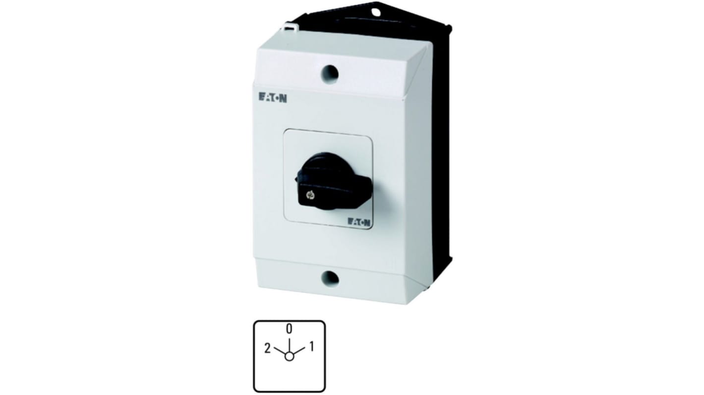 Eaton, 2P 3 Position 45° Changeover Cam Switch, 690V (Volts), 20A, Short Thumb Grip Actuator