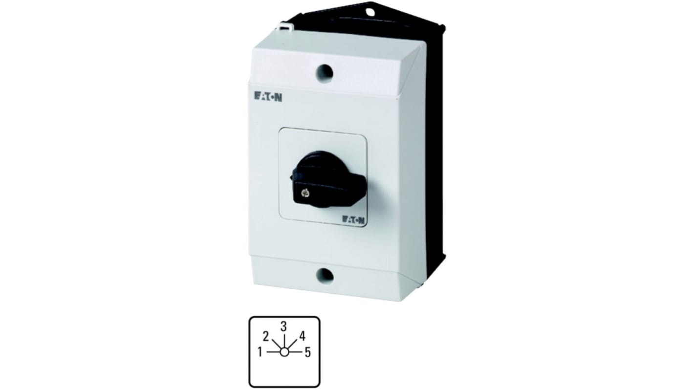 Eaton, 1P 5 Position 45° Multi Step Cam Switch, 690V (Volts), 20A, Toggle Actuator